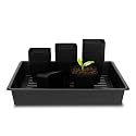 RooTrimmer 4 inch (10CM) Square Nursery Pots 60pcs, Sturdy Seedlings Trays 5 Pcs, Seeds Starter Germination Tray, Microgreening Planter Nursery Propagation 5 Sets