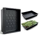 RooTrimmer Seed Starter Tray, 10 Packs Plant Tray, Durable Plastic Growing Trays, Stackable Seedling Starter Trays Perfect for Indoor, Outdoor, Greenhouses, 16.5" L x 13.2" W x 2.8" H - Black