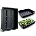 RooTrimmer Seed Starter Tray, 5 Packs Plant Tray, Durable Plastic Growing Trays, Stackable Seedling Starter Trays Perfect for Indoor, Outdoor, Greenhouses, 16.5" L x 13.2" W x 2.8" H - Black