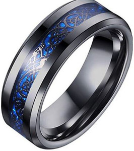 ROOTWAVE Black Tungsten Carbide Silvering Celtic Dragon