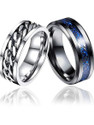ROOTWAVE Stainess Steel Combo Pack of Silver Spinner with Blue Dragon Ring Tungsten Platinum, Silver, Sterling Silver, Titanium Plated Ring