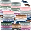 Roowest 120 Pcs Motivational Rubber Wristbands Bracelets, Dark Color