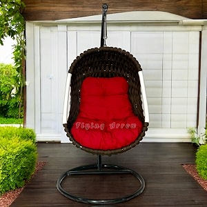 rope braided iron single seater swing chair with stand  stylish amp comfortable cushion amp hook outdoor indoor  balcony  garden  patio  living outdoor furniture brownred