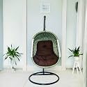 Rope Braided Iron Single Seater Swing Chair with Stand – Stylish &amp; Comfortable Cushion &amp; Hook Outdoor ||Indoor || Balcony || Garden || Patio || Living Outdoor Furniture (Grey/Brown)
