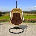 Rope Braided Iron Single Seater Swing Chair with Stand – Stylish &amp; Comfortable Cushion &amp; Hook Outdoor ||Indoor || Balcony || Garden || Patio || Living Outdoor Furniture (Beige/Brown)