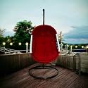 Rope Braided Iron Single Seater Swing Chair with Stand – Stylish &amp; Comfortable Cushion &amp; Hook Outdoor ||Indoor || Balcony || Garden || Patio || Living Outdoor Furniture (RED)