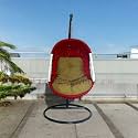 Rope Braided Iron Single Seater Swing Chair with Stand – Stylish &amp; Comfortable Cushion &amp; Hook Outdoor ||Indoor || Balcony || Garden || Patio || Living Outdoor Furniture (RED/Green)