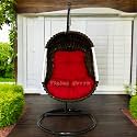 Rope Braided Iron Single Seater Swing Chair with Stand – Stylish &amp; Comfortable Cushion &amp; Hook Outdoor ||Indoor || Balcony || Garden || Patio || Living Outdoor Furniture (Brown/RED)