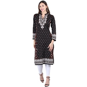 Rosary Womens Winter Woolen Kurti Jacquard Straight