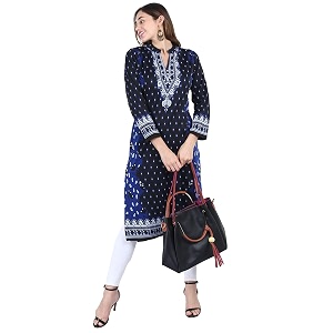 Rosary Womens Winter Woolen Kurti Jacquard Straight