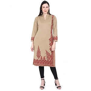 Rosary Womens Winter Woolen Kurti Jacquard Straight
