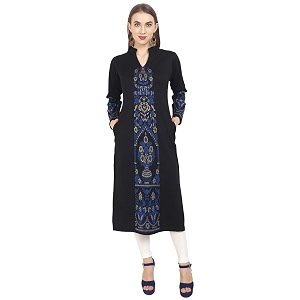 Rosary Womens Winter Woolen Kurti Jacquard Straight