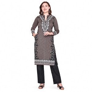 Rosary Womens Winter Woolen Kurti Jacquard Straight