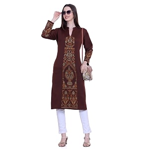 Rosary Womens Winter Woolen Kurti Jacquard Straight