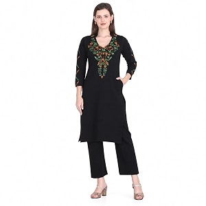 Rosary Womens Woolen Winter Embroidered Kurta with
