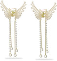 RosaStella 2Pcs Korean Style Pearl Butterfly Tassel Hair Claw Clutches For Girls Hair Claw (Gold)