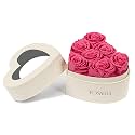 Rosaura Heart-Shaped Preserved Roses Gift Box - Real Forever Flowers for Christmas, Birthday, Valentine's & Mother's Day (pink, 7 roses)