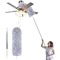 Roscoe Microfiber Duster with Extension Pole,Washable Bendable Head Ceiling Fan Duster,15-100 inch Wet or Dry Dust Collect Telescoping Dusters for Cleaning Ceiling Fan,High Ceiling,Furniture