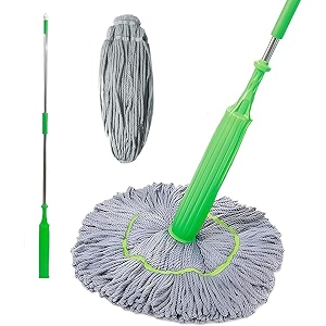 roscoe 2 in 1 dehydrated floor cleaning mop - self wringing twist 360 rotatable adjustable commercial household microfiber mop for wet and dry cleaning hardwood vinyl tile