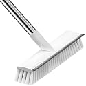 Roscoe 2 in 1 Tiles Cleaning Brush with Wiper and Long Handle - White Scrubbing Brush