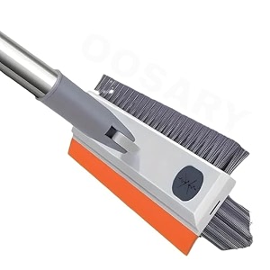 roscoe 3-in-1 bathroom cleaning brush with wiper - 180 rotating floor scrub brush with long handle for tiles home kitchen