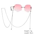 Roscoe Face Mask Chain Necklace Holder lanyard Unisex Mask Strap, Anti-lost Mask Leash, Stylish Sunglass Reading Eyeglass Cord Adjustable End Glasses Holder (S Silver Chain With Pearl)