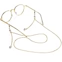Roscoe Face Mask Chain Necklace Holder lanyard Unisex Mask Strap, Anti-lost Mask Leash, Stylish Sunglass Reading Eyeglass Cord Adjustable End Glasses Holder (S Gold Chain With Pearl)