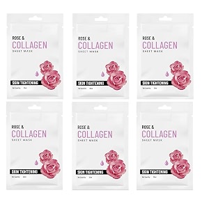rose amp collagen sheet mask pink skin healthy glow tightening skin pack of 6