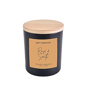 rose amp smith scented black matte jar candle with wooden lid - zesty temptation  pure soy wax  premium fragrance for gifting aromatherapy amp home decor