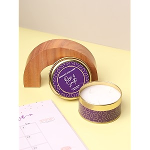 rose amp smith scented tin candle - bergamot amp wildflower  3-wicks 20 hrs burn time gold embellished travel tin with lid  pure soy wax premium aroma for gifting aromatherapy amp home dcor