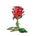 Rose Flower Jewelry Trinket Box with Hinged Hand-Painted Enamel Ornaments Gift for Home Decor