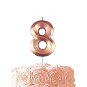 Rose Gold Birthday Candles 3D Design Number 8 Candle Cake Topper for Boy Girl Wedding Anniversary Birthday Party Cake Decorations Supplies