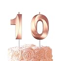 Rose Gold Birthday Number 10 Candles for Wedding Party Cake Decorations