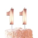 Rose Gold Birthday Number 11 Candles for Wedding Party Cake Decorations