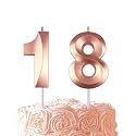 Rose Gold Birthday Number 18 Candles for Wedding Party Cake Decorations