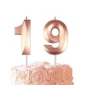 Rose Gold Birthday Number 19 Candles for Wedding Party Cake Decorations