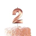 Rose Gold Birthday Number 2 Candles for Wedding Party Cake Decorations