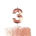 Rose Gold Birthday Number 3 Candles for Wedding Party Cake Decorations