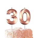 Rose Gold Birthday Number 30 Candles for Wedding Party Cake Decorations