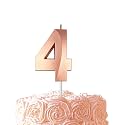 Rose Gold Birthday Number 4 Candles for Wedding Party Cake Decorations