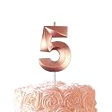 Rose Gold Birthday Number 5 Candles for Wedding Party Cake Decorations
