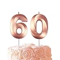 Rose Gold Birthday Number 60 Candles for Wedding Party Cake Decorations