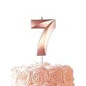 Rose Gold Birthday Number 7 Candles for Wedding Party Cake Decorations