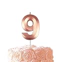 Rose Gold Birthday Number 9 Candles for Wedding Party Cake Decorations