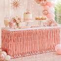 Rose Gold Foil Fringe Table Skirt, 2 Pack, Metallic Tinsel Decor, 29x108 In