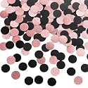 Rose Gold Glitter and Black Confetti Table Decoration for Valentine's Day Bachelor Birthday Engagement Theme Party,1.2 inch in Diameter,200 Counts