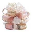 Rose Gold Snowflake Christmas Tree Topper Bow 11" with 4 Ribbon Streamers x 3 Yards Long Each