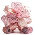 Rose Gold Snowflake Christmas Tree Topper Bow 11" with 4 Ribbon Streamers x 3 Yards Long Each for Holidy Elegant Fancy Home Décor Indoor