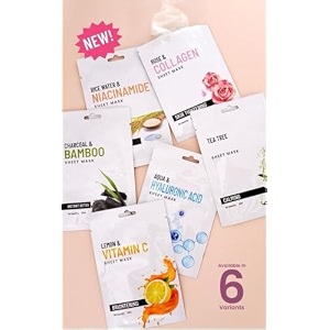 glow facial sheet mask  anti-aging amp controls tan dark spot removal  all skin types  women amp men  combo pack of 6