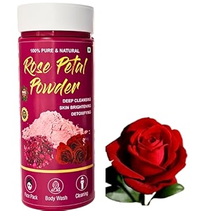rose petal powder 100  natural double filtered for skin face pack mask for fairness de-tanning amp glowing skin 150gm no artificial color no preservative